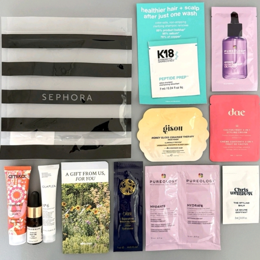 Sephora 2025 September 11 Piece Hair Product Sample Bag New Sealed